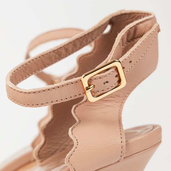 Chloe Lauren "Light Pastel" Nappa Leather Scalloped Sandals - Picture 9 of 11